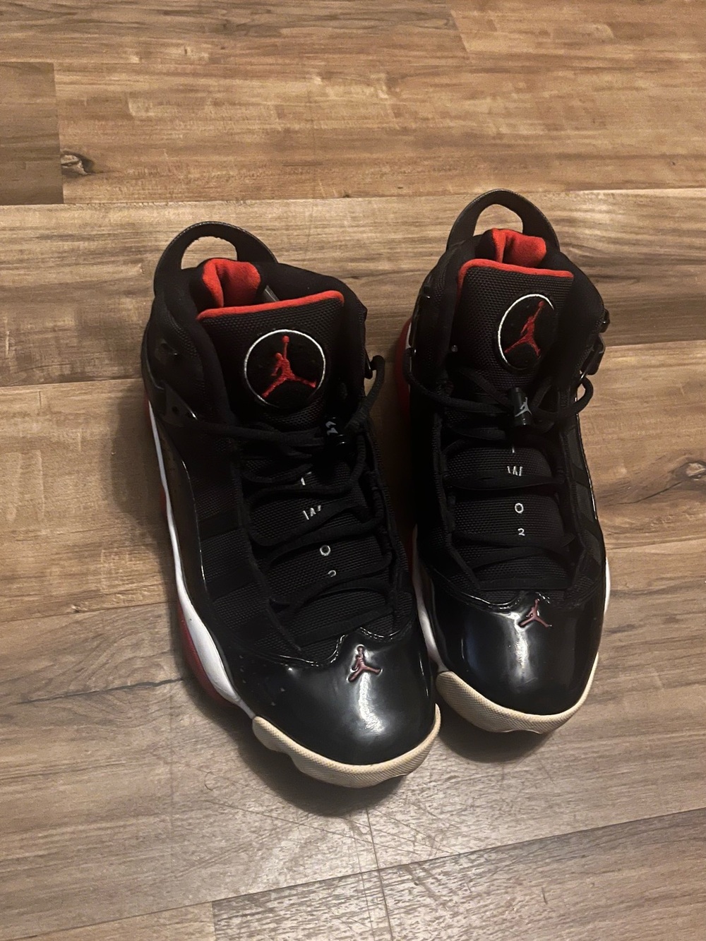 Jordan 6 Rings Breds Men’s Black and Red High-Top Basketball Sneakers